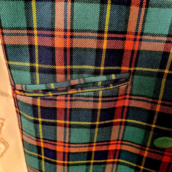 Vintage Plaid Pure Wool Blazer Women's - Picture 6 of 10